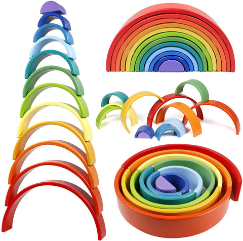 Wooden Rainbow Stacking Arches - Great for Montessori and Nurture Rooms-Baby Maths, Baby Wooden Toys, Early Years Maths, Engineering & Construction, Nurture Room, Primary Maths, Rainbow Theme Sensory Room, S.T.E.M, Stacking Toys & Sorting Toys, Stock, TickiT-Learning SPACE