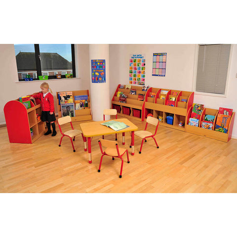 Milan Tiered Bookcases with 3 Coloured Trays-Bookcases, Classroom Displays, Classroom Furniture, Shelves, Storage, Storage Bins & Baskets, Wellbeing Furniture-Learning SPACE