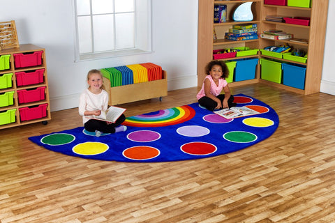 Rainbow™ Semi-Circle Placement 3x1.5m Carpet-Corner & Semi-Circle, Kit For Kids, Mats & Rugs, Multi-Colour, Placement Carpets, Rainbow Theme Sensory Room, Rugs, Wellbeing Furniture-Learning SPACE